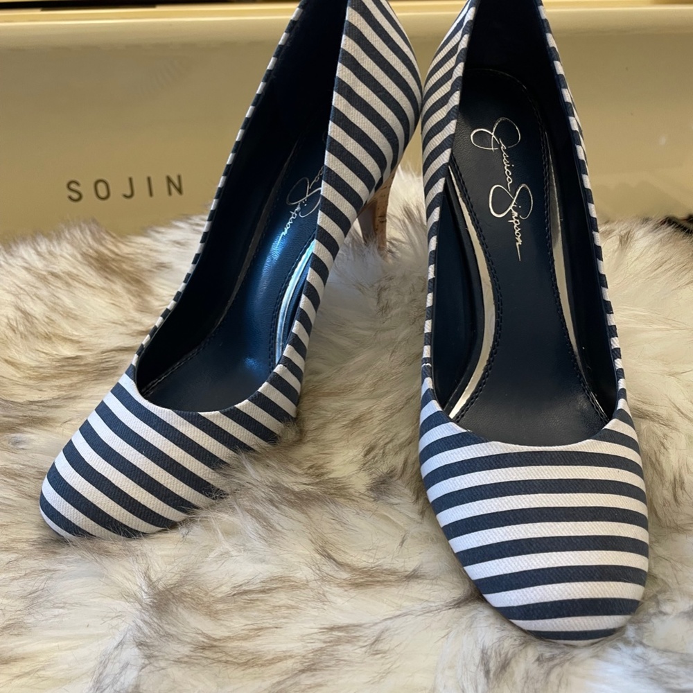 Jessica Simpson striped heels